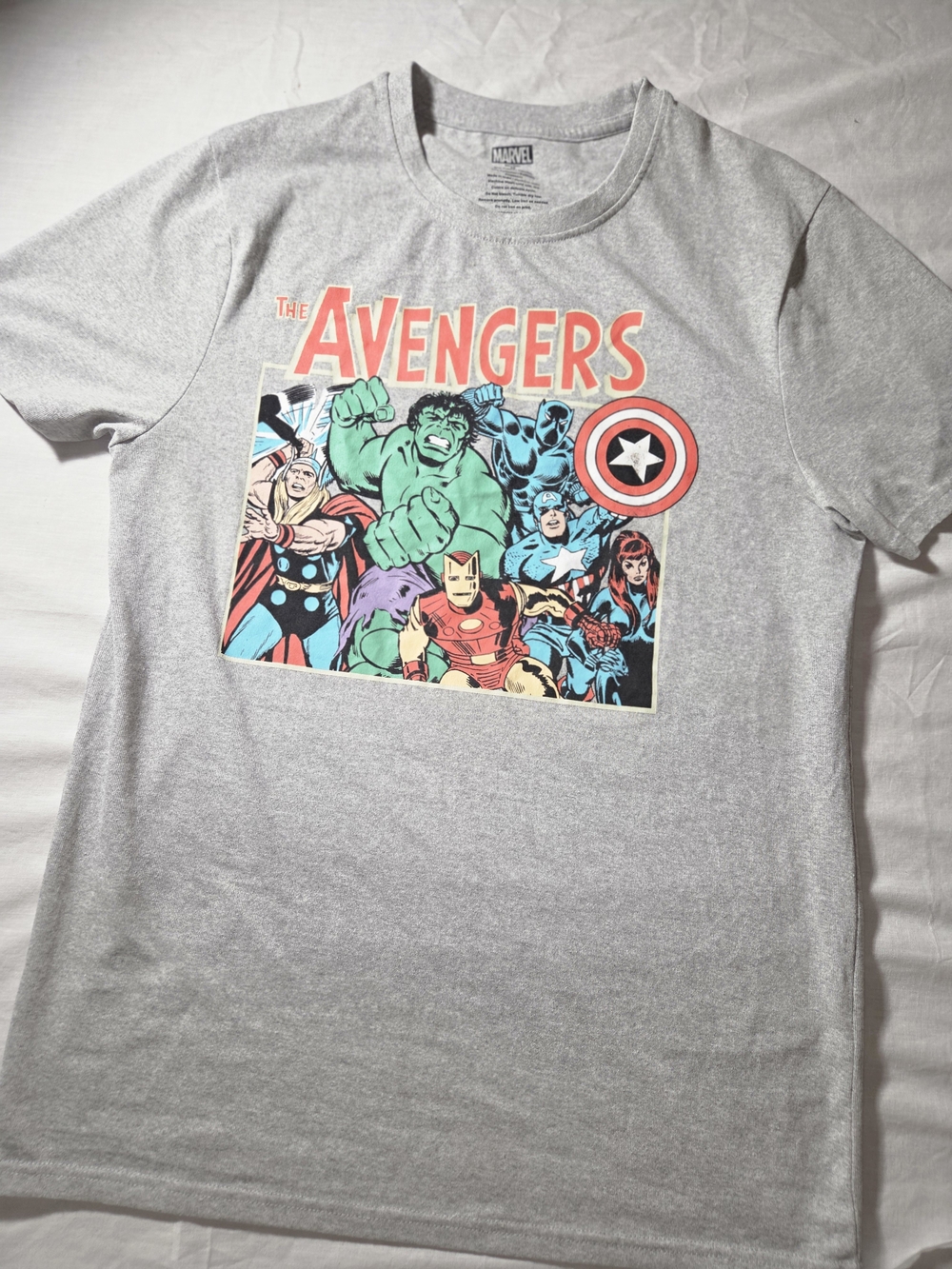 Marvel Avengers Comic Panel Graphic Tee - Grey with Multicolor Print